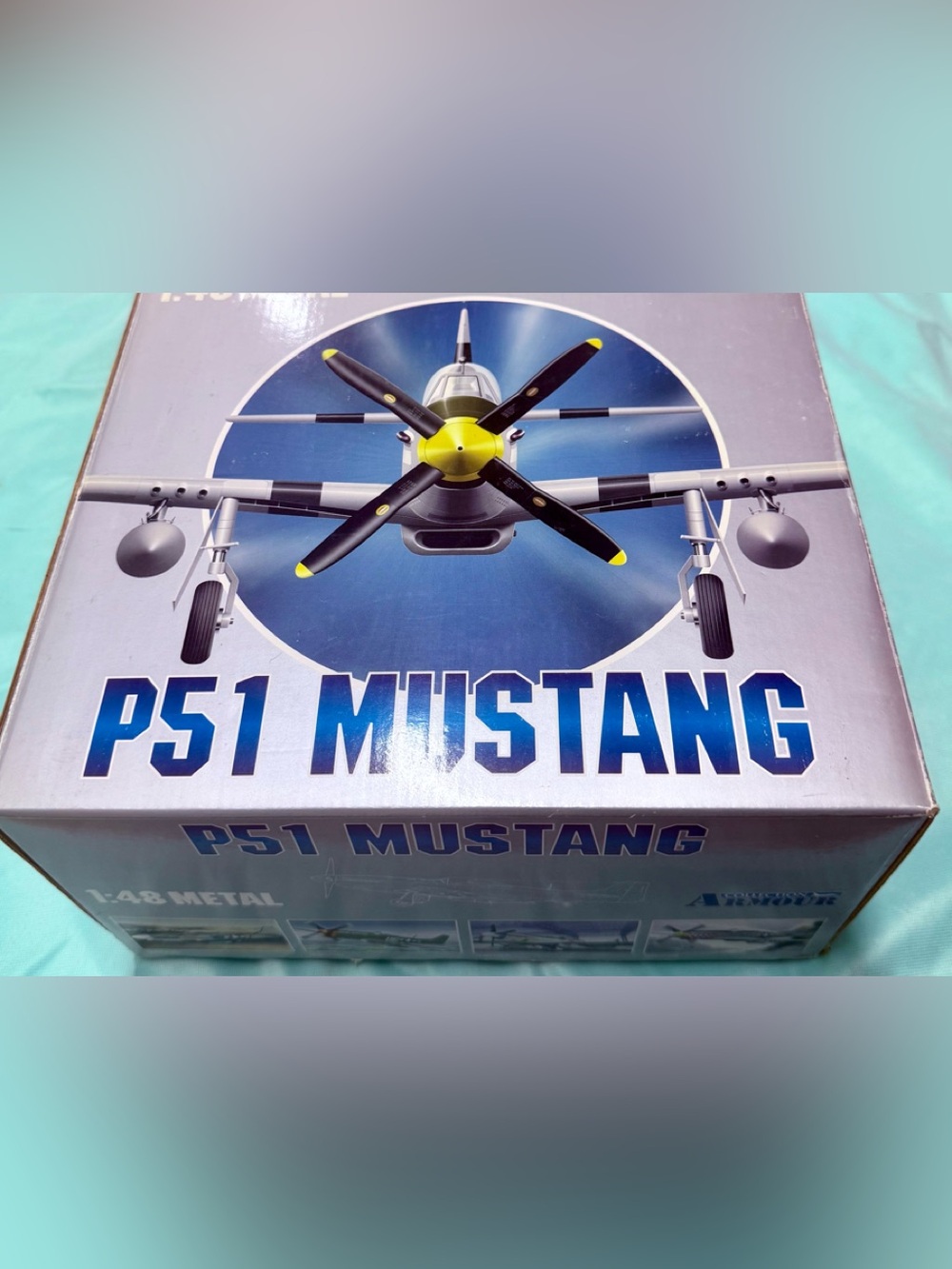 Franklin Mint P51 Mustang Model Box with Blue and Silver Artwork